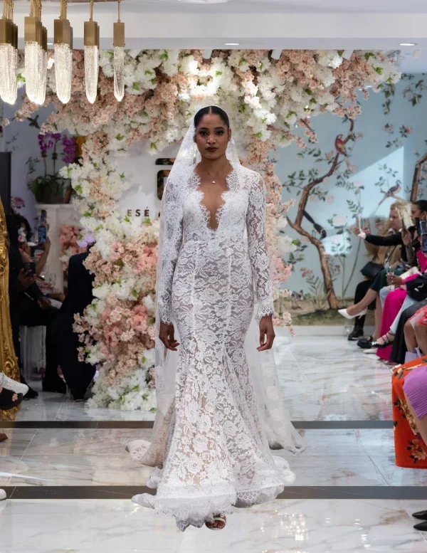 Classic And Romantic Lace Fit-And-Flare Wedding Dress by Esé Azénabor - Image 1