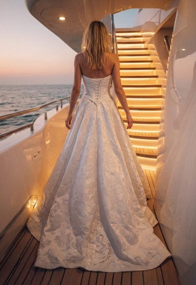 Elegant Basque Waist A-Line Wedding Dress by Randy Fenoli - Image 2