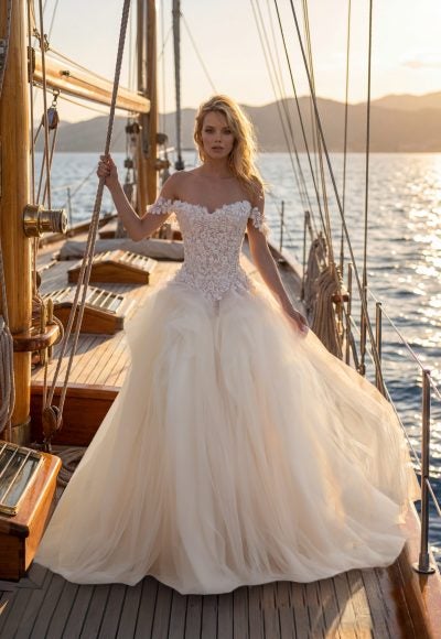 Elegant A-Line Wedding Dress With Tulle Skirt by Randy Fenoli
