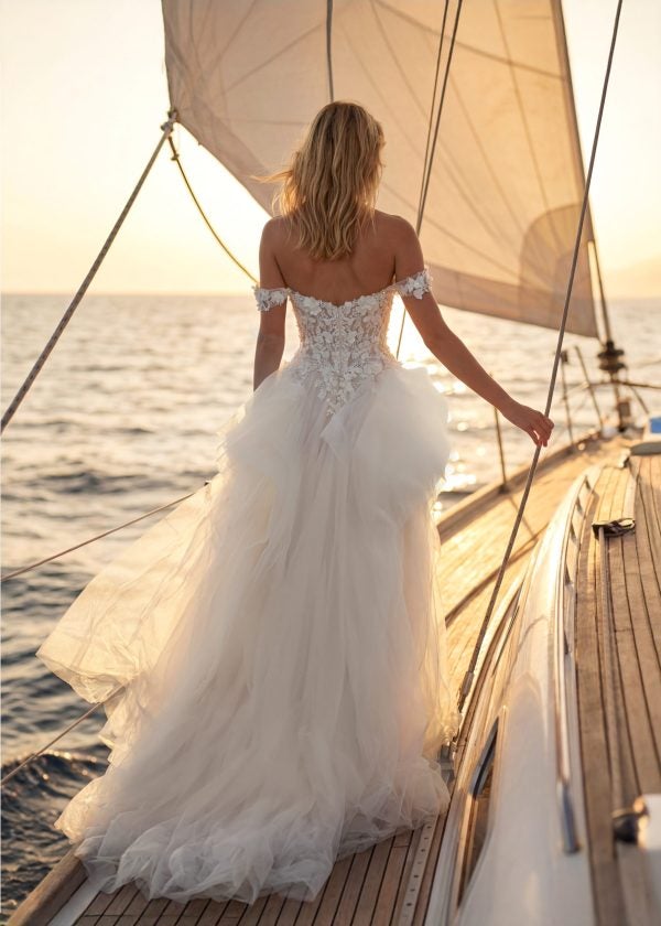 Elegant A-Line Wedding Dress With Tulle Skirt by Randy Fenoli - Image 2