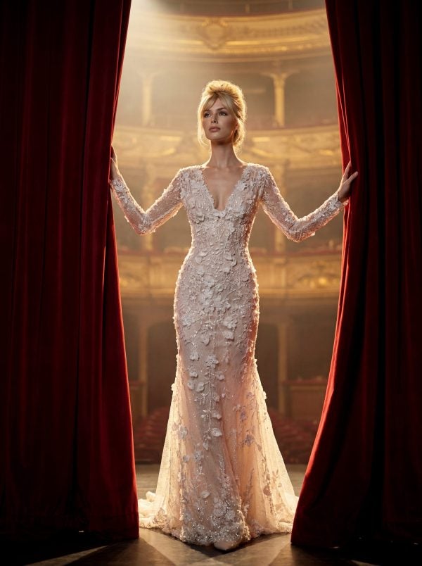 Sleek And Versatile Fit-And-Flare Wedding Dress by Randy Fenoli - Image 1