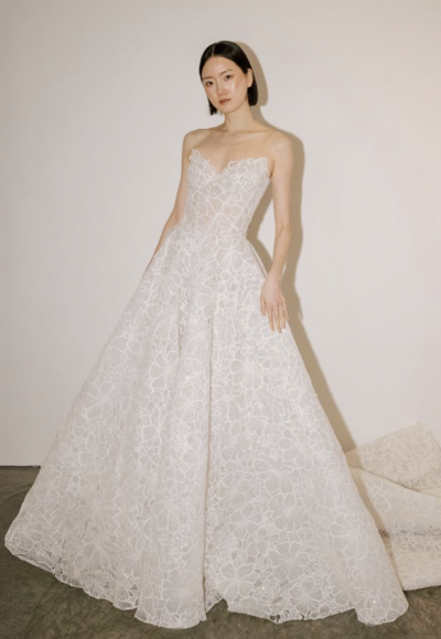 Laser Cut Floral Lace A-Line Wedding Dress by Love by Pnina Tornai