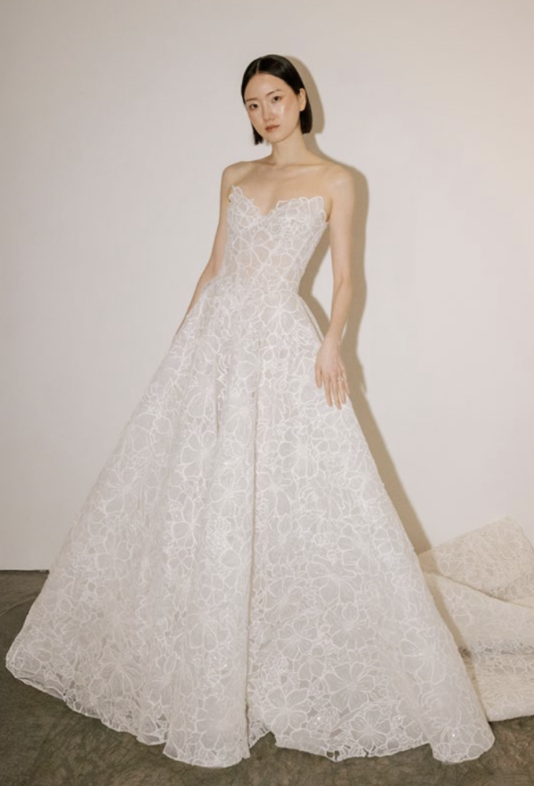 Laser Cut Floral Lace A-Line Wedding Dress by Love by Pnina Tornai - Image 1