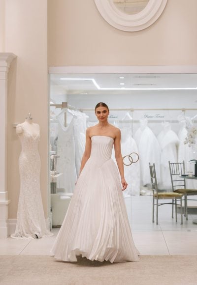 Chic Pleated A-Line Wedding Dress by Love by Pnina Tornai