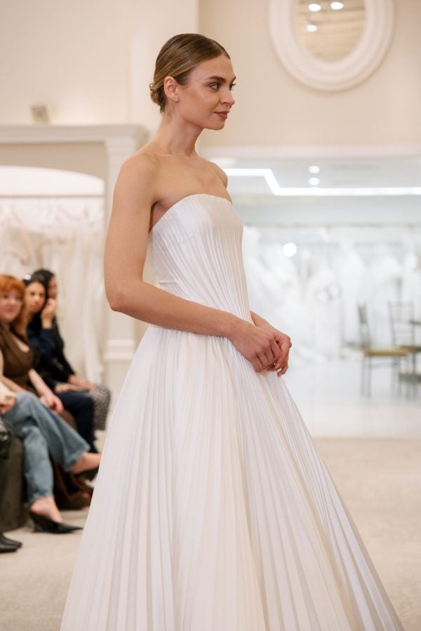 Chic Pleated A-Line Wedding Dress by Love by Pnina Tornai - Image 2