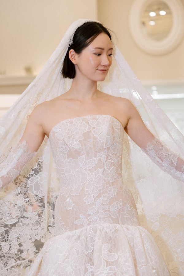 Lace Drop Waist Fit-and-Flare Wedding Dress by Love by Pnina Tornai - Image 2