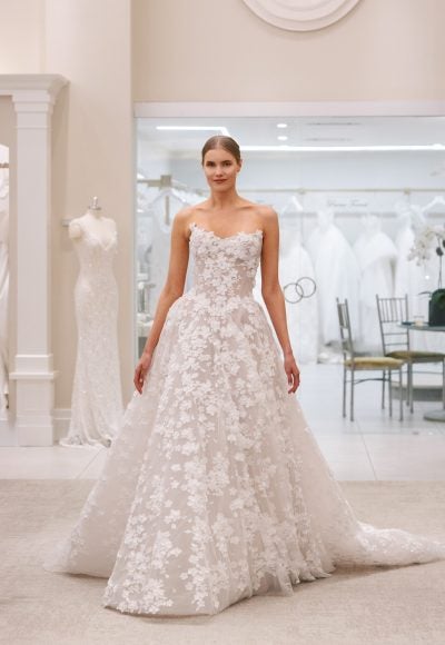 Strapless Floral A-Line Wedding Dress by Love by Pnina Tornai
