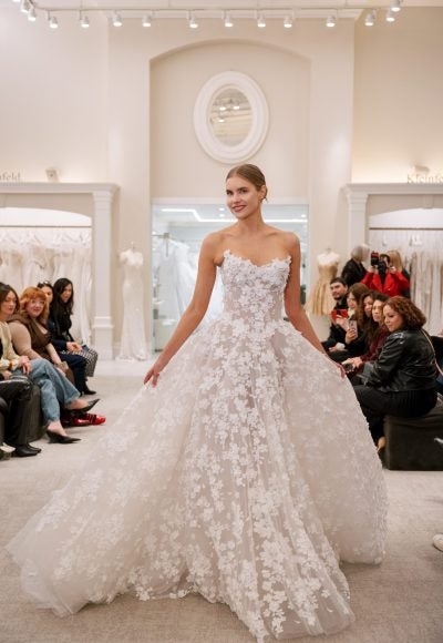 Strapless Floral A-Line Wedding Dress by Love by Pnina Tornai - Image 2