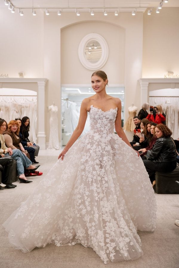 Strapless Floral A-Line Wedding Dress by Love by Pnina Tornai - Image 2