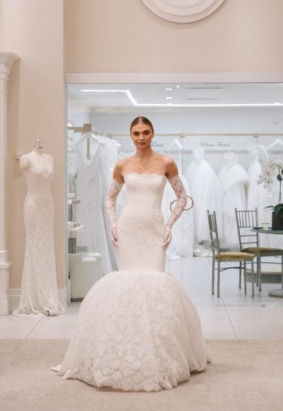 Dramatic Lace Mermaid Wedding Dress by Love by Pnina Tornai