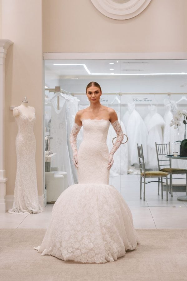 Dramatic Lace Mermaid Wedding Dress by Love by Pnina Tornai - Image 1