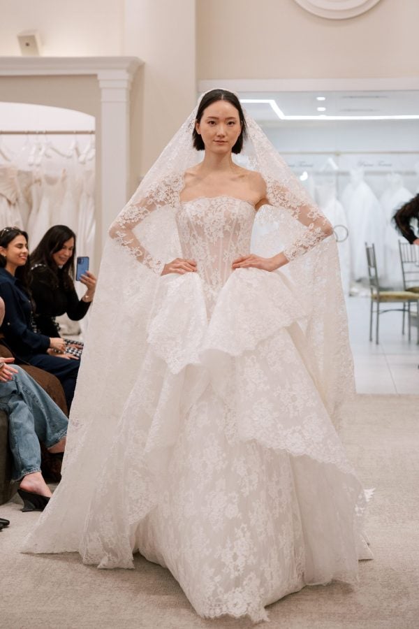 Lace Ball Gown With Dramatic Tiered Lace Skirt by Love by Pnina Tornai - Image 1