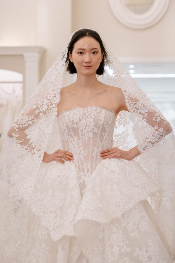 Lace Ball Gown With Dramatic Tiered Lace Skirt by Love by Pnina Tornai - Image 3