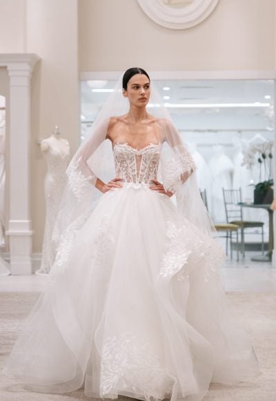 Romantic Ball Gown With Floral Lace Detailing by Love by Pnina Tornai