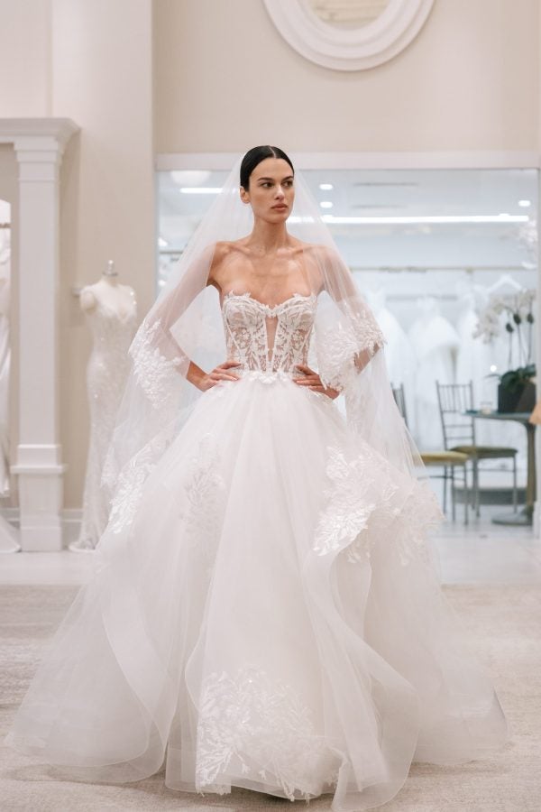 Romantic Ball Gown With Floral Lace Detailing by Love by Pnina Tornai - Image 1