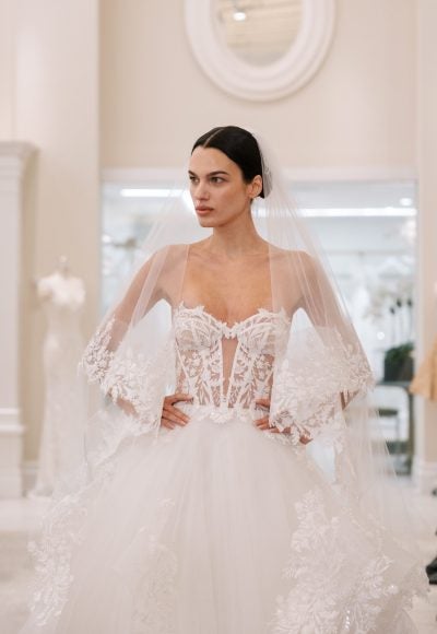Romantic Ball Gown With Floral Lace Detailing by Love by Pnina Tornai - Image 3