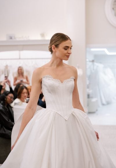 Dramatic Ball Gown with Lace Train Detailing by Love by Pnina Tornai - Image 2
