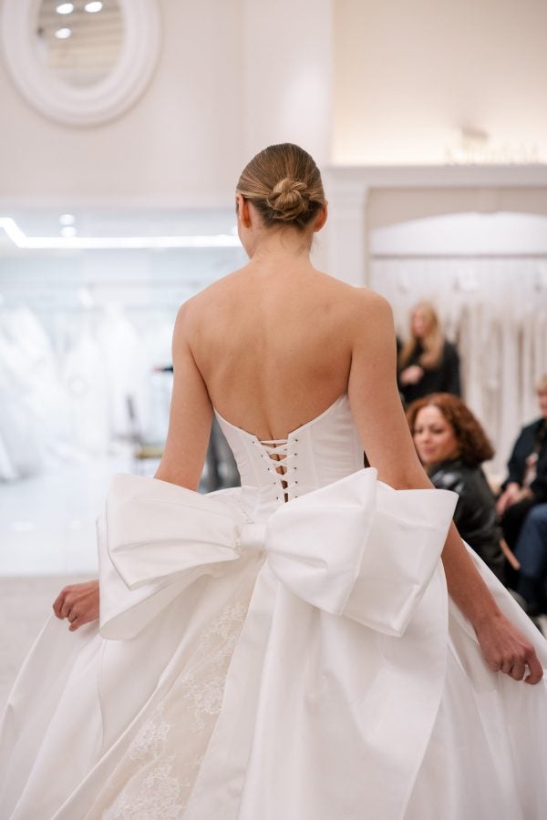 Dramatic Ball Gown with Lace Train Detailing by Love by Pnina Tornai - Image 4