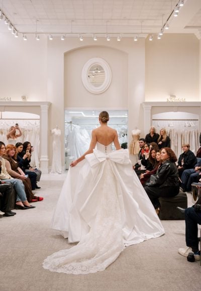 Dramatic Ball Gown with Lace Train Detailing by Love by Pnina Tornai - Image 3