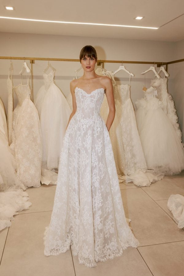 Classic Lace A-Line Wedding Dress by Love by Pnina Tornai - Image 1