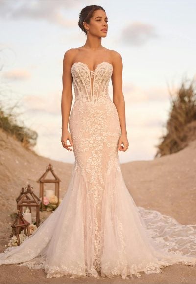 Plus-Size Strapless Embellished Lace Fit-And-Flare Wedding Dress by Maggie Sottero