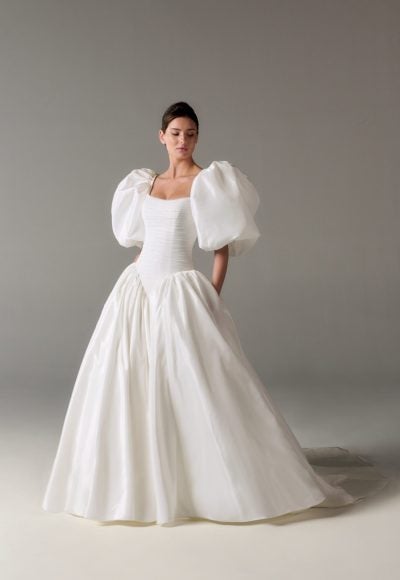 Strapless Ball Gown With Dramatic Detachable Sleeves by Poeza