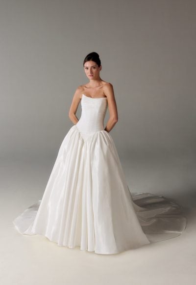 Strapless Ball Gown With Dramatic Detachable Sleeves by Poeza - Image 2