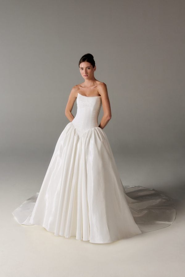Strapless Ball Gown With Dramatic Detachable Sleeves by Poeza - Image 2