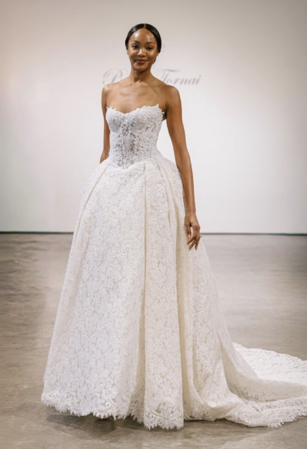 Strapless Lace Ball Gown With Basque Waist by Love by Pnina Tornai - Image 1