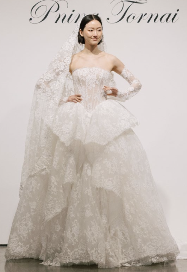 Lace Ball Gown With Dramatic Tiered Lace Skirt by Love by Pnina Tornai - Image 2