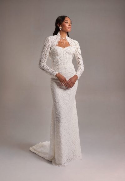 Modern And Romantic Strapless Sheath Wedding Dress by Verdin Bridal - Image 1