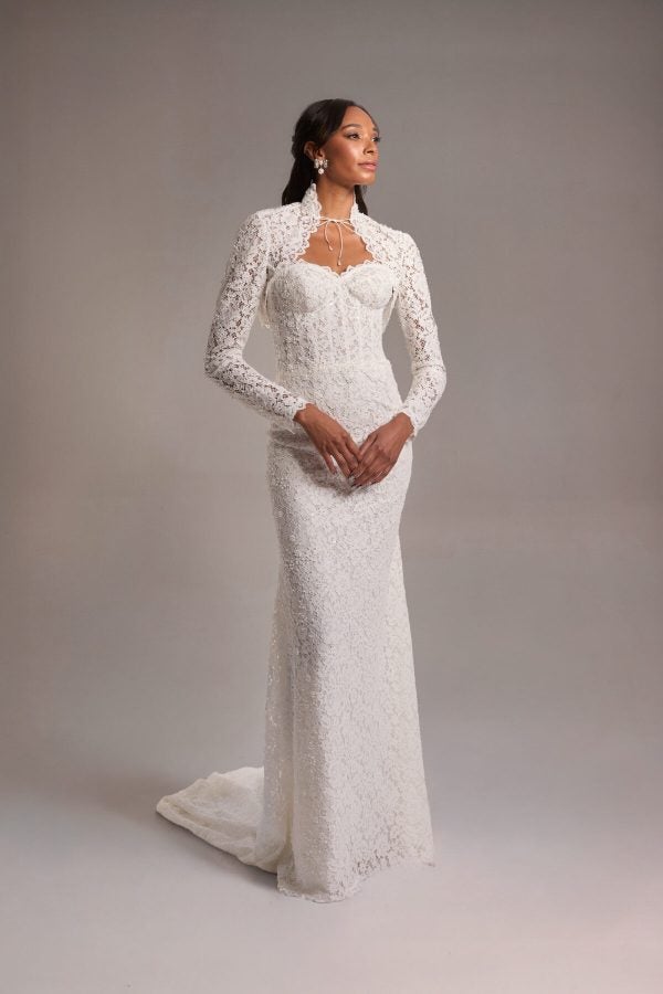 Modern And Romantic Strapless Sheath Wedding Dress by Verdin Bridal - Image 1