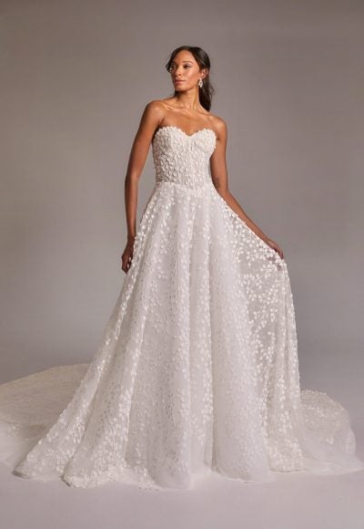 Romantic Embroidered Strapless A-Line Wedding Dress by Verdin Bridal
