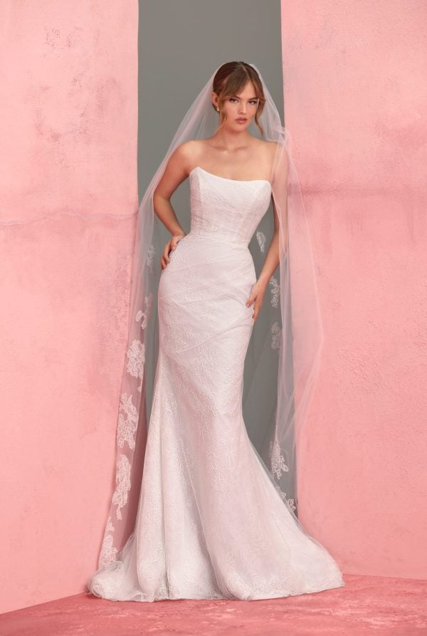 Chic And Romantic Lace Fit-And-Flare Wedding Dress With Buttons by Anne Barge - Image 1