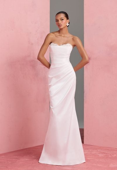Chic And Simple Sheath Wedding Dress With Detachable Halter-Neck Topper by Anne Barge - Image 2