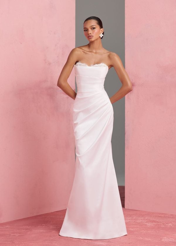 Chic And Simple Sheath Wedding Dress With Detachable Halter-Neck Topper by Anne Barge - Image 2